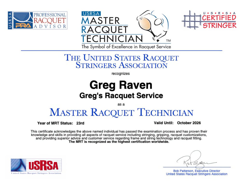 Greg Raven’s 2026 USRSA MRT certificate